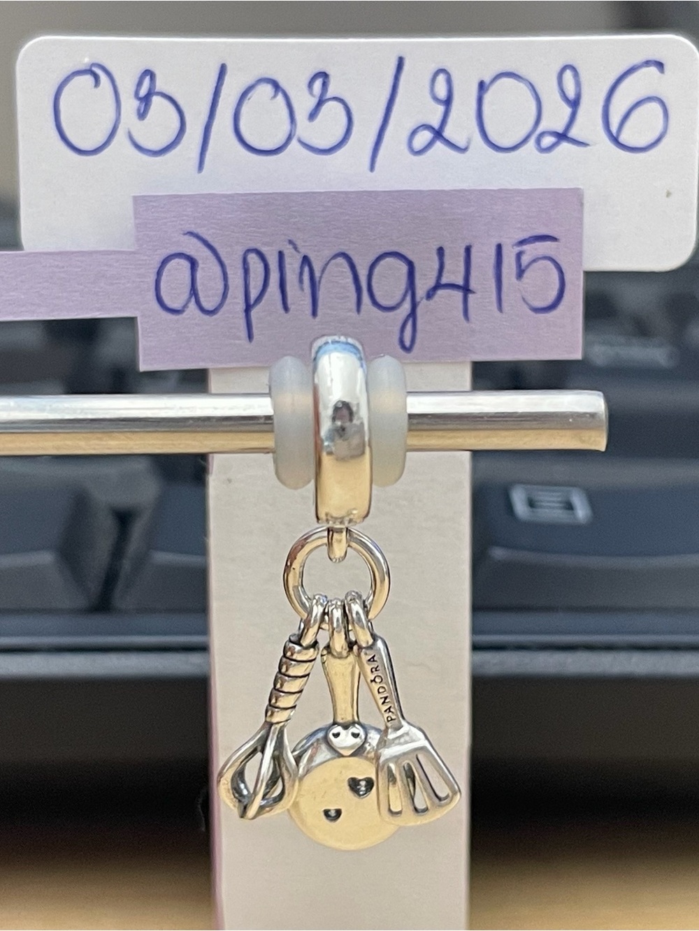 Pandora Spatula, Frying Pan & Whisk Dangle Charm - Picture 2 of 12